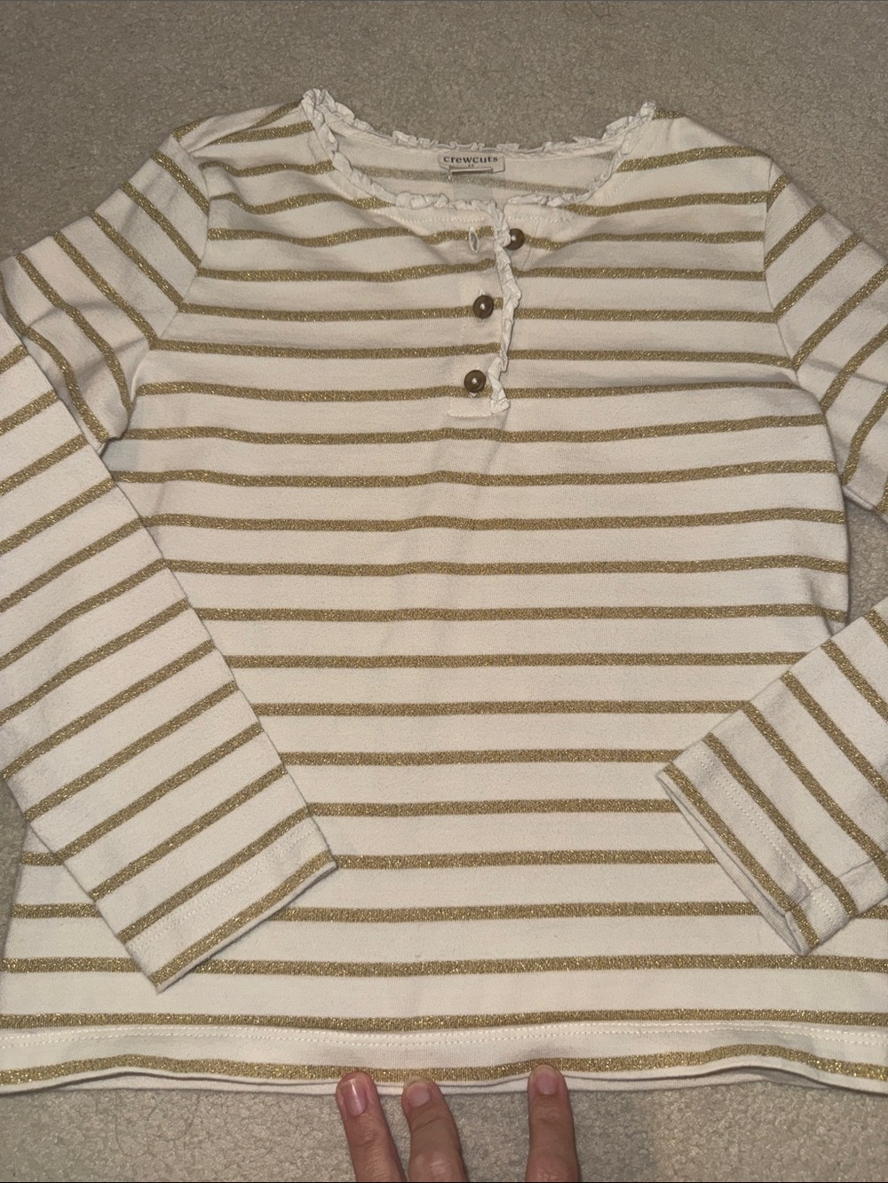 Crewcuts Cream and Gold Striped Long-Sleeve Henley